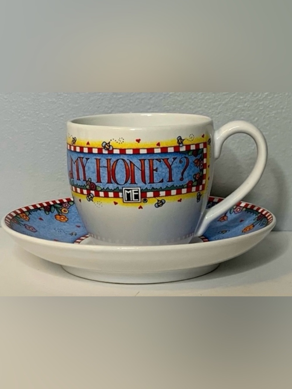 MARY ENGELBREIT TEA CUP & SAUCER***